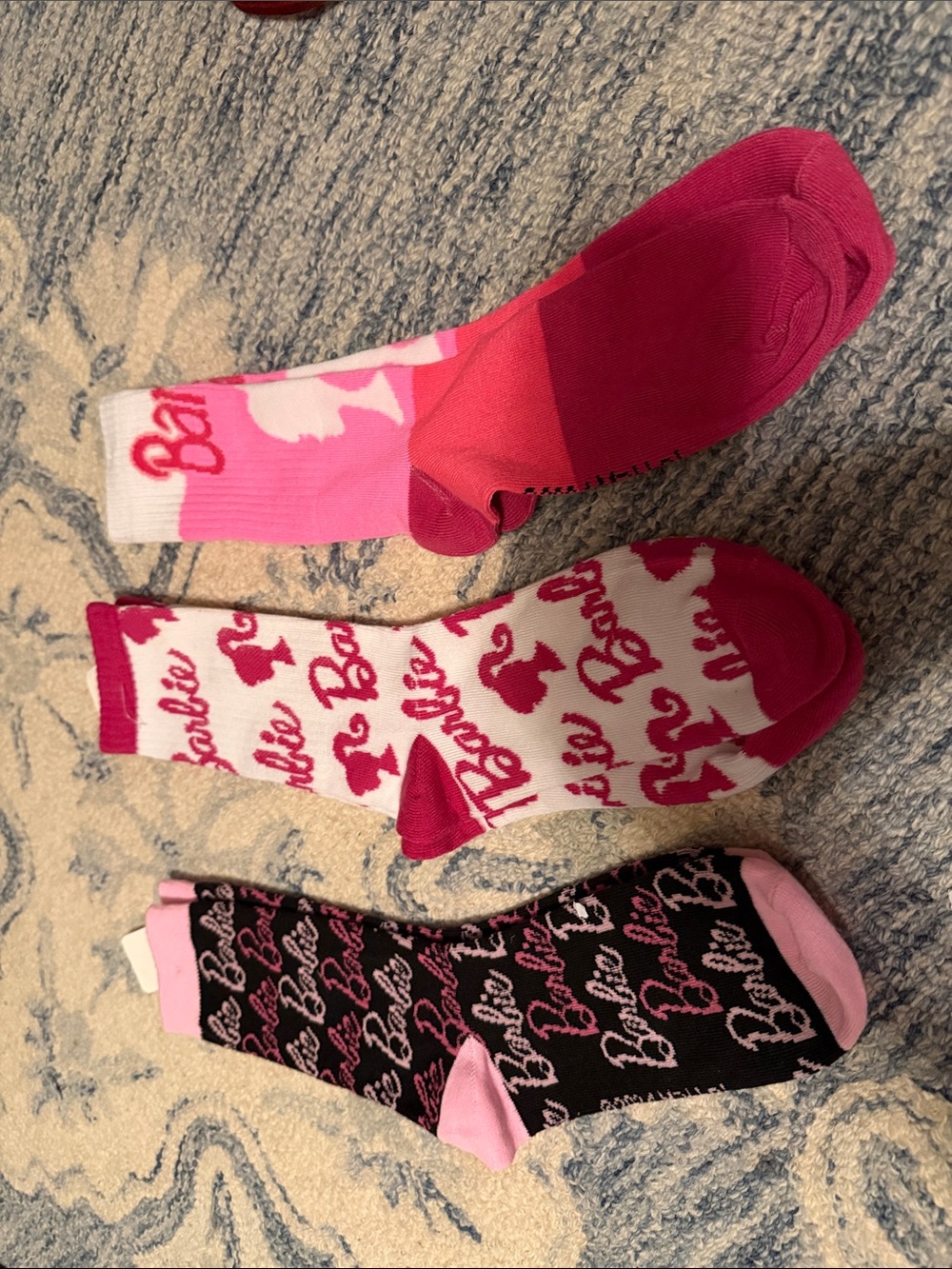 Barbie Pink, Black & White Logo Crew Socks Trio